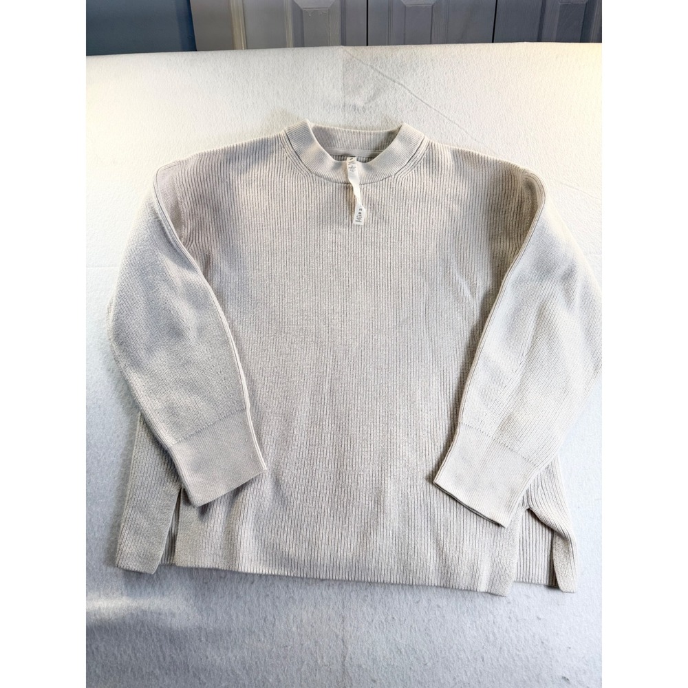 Lululemon Merino Wool Blend Ribbed Crewneck Sweater Gray LW3GKAS Size 10